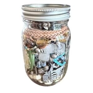 Boho Treasure Jewelry Jar Mixed Vintage Charms Bracelets Beads Surprise Lot